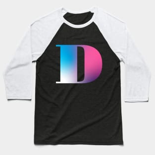 Capital Letter D Monogram Gradient Pink Blue White Baseball T-Shirt